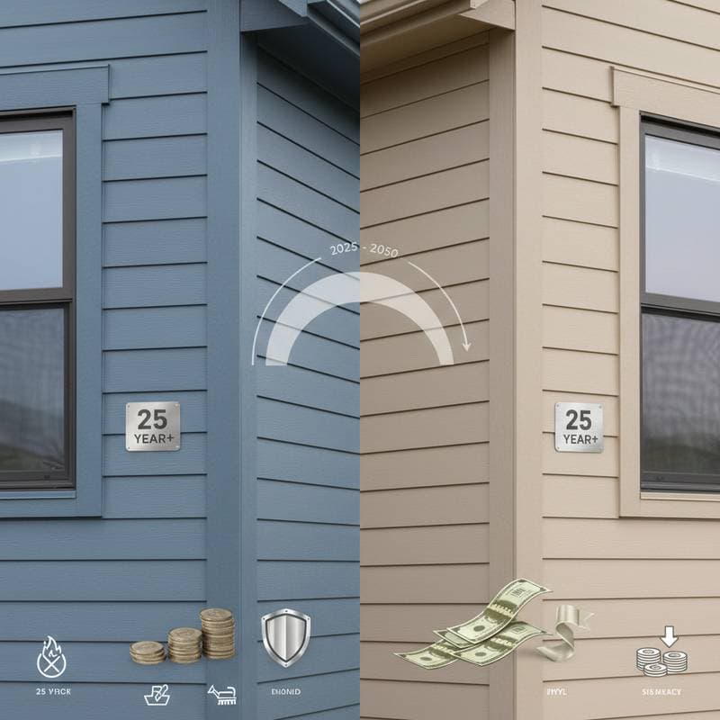 Featured image for Fiber Cement vs Vinyl: 25-Year Cost Verdict