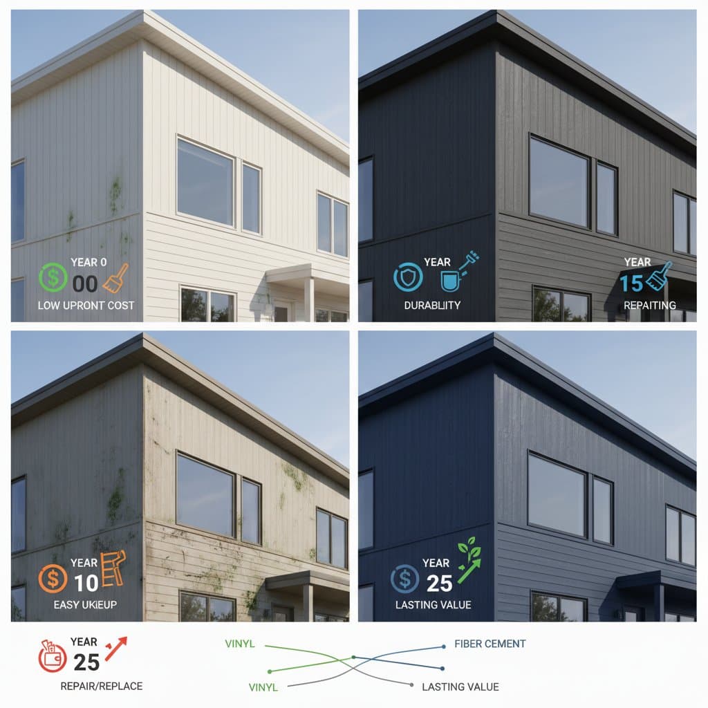 Featured image for Fiber Cement vs Vinyl: 25-Year Cost Breakdown